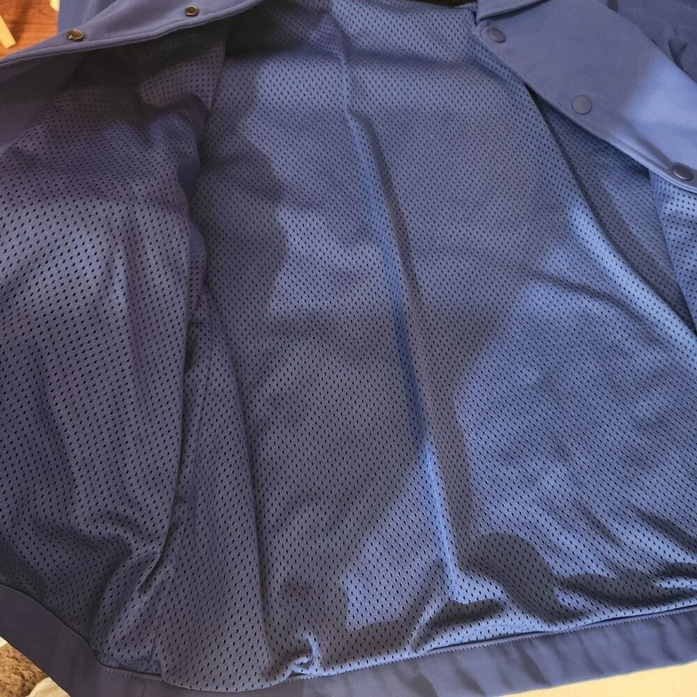 Zara Mens Blue Graphic Lightweight Jacket With Snap Buttons & Face Design